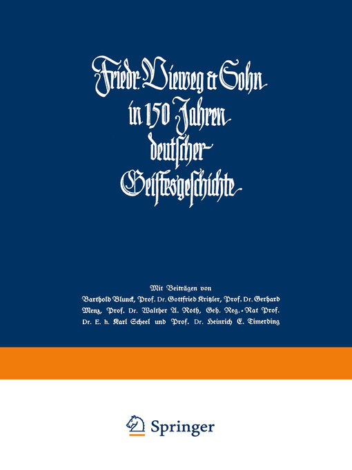 Cover image for Friedr. Vieweg & Sohn in 150 Jahren deutscher Geistesgeschichte